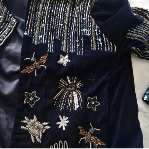Anthropologie Vilagallo Emilia Embellished Beaded Velvet Jacket Blazer US 8 - Picture 9 of 10